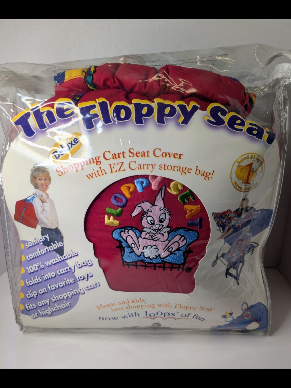 The Floppy Seat Deluxe Shopping Cart High Chair Cover Pink Red Bunny